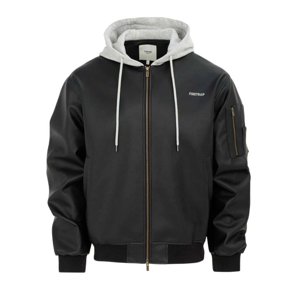 Firetrap Mens PU  Jacket / Black
